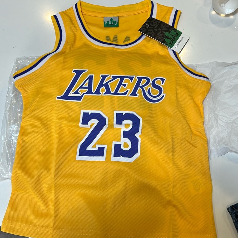 New with tags kids laker jersey with matching shorts and socks